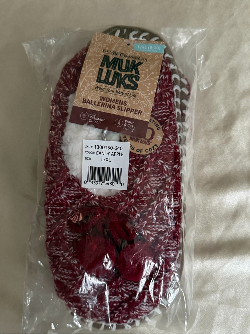 Muk Luks Womens Ballerina Slipper Candy Apple L/XL